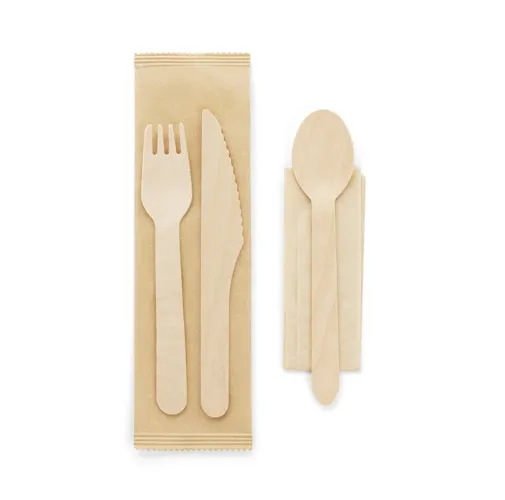 natural SUYA. Juego de cubiertos de madera