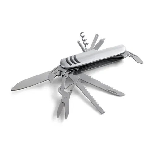 cromado satinado KAPRUN. Navaja multifunción fabricada en acero inoxidable y metal