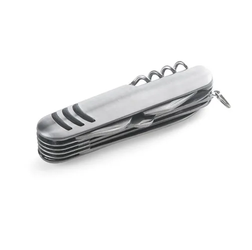 cromado satinado KAPRUN. Navaja multifunción fabricada en acero inoxidable y metal