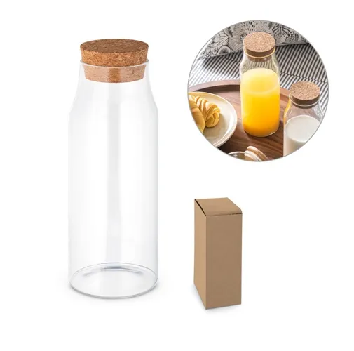 JASMIN 1000. BOTELLA DE VIDRIO BOROSILICATO CON TAPÓN DE CORCHO DE 1 L