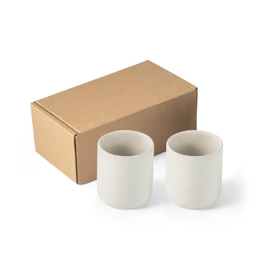 blanco pastel OWENS. Juego de tazas de cerámica