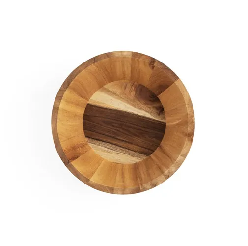 natural oscuro SAGE. Ensaladera redonda de madera de acacia