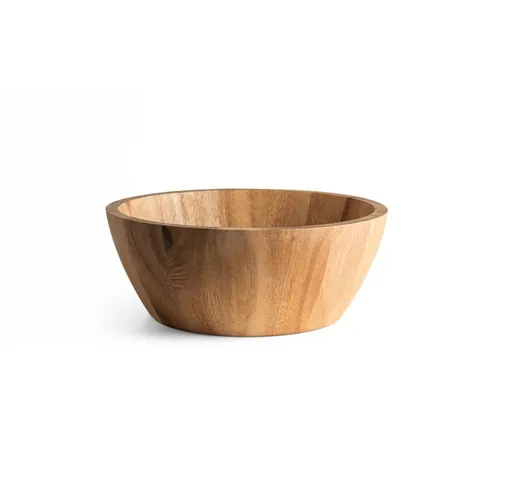 natural oscuro SAGE. Ensaladera redonda de madera de acacia