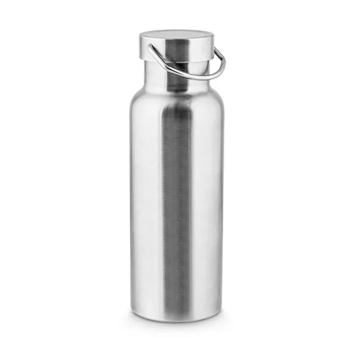 cromado satinado DUPLANTIS. Botella de acero inoxidable (36% reciclado) con aislamiento al vacío de 810 mL