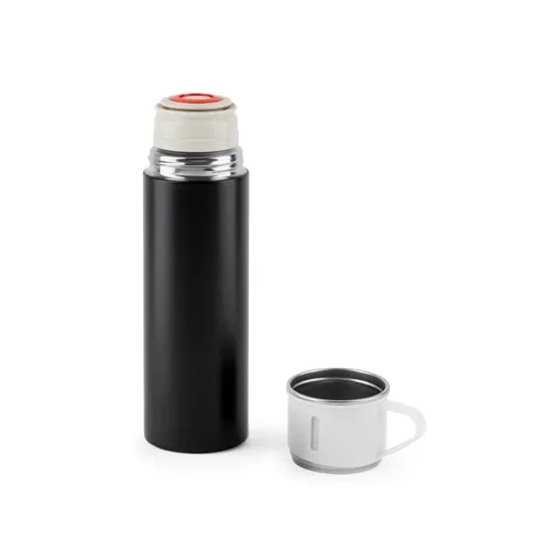 black COMANECI. Botella de acero inoxidable de doble pared (90% reciclado) con acabado mate 490 mL