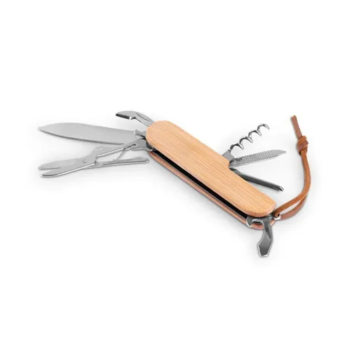natural RYKER. Navaja multifunción de bambú y acero inoxidable con mango de PU