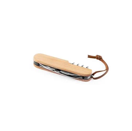 natural RYKER. Navaja multifunción de bambú y acero inoxidable con mango de PU
