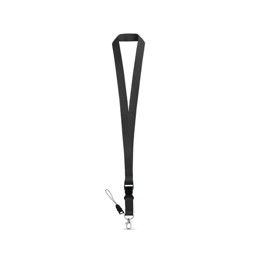 black ANQUETIL. Lanyard de poliéster con mosquetón metálico