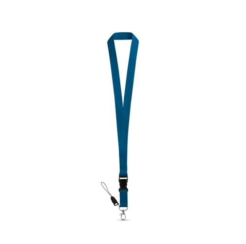 blue ANQUETIL. Lanyard de poliéster con mosquetón metálico