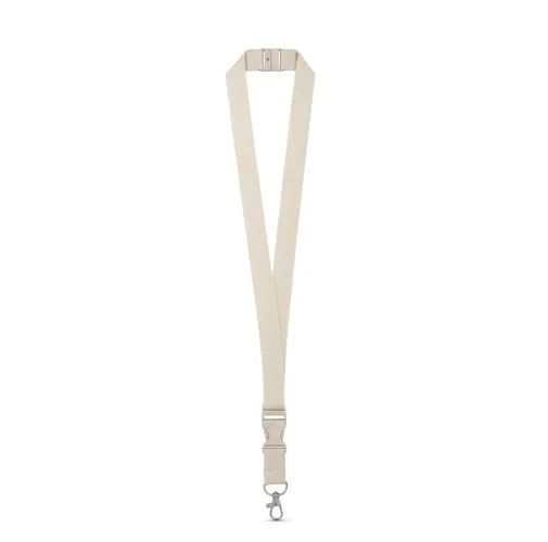 natural claro BALLINA. Lanyard de algodón 100% con mosquetón de metal