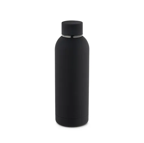 black ODIN. Botella de acero inoxidable (36% reciclado) con acabado gomoso 500 mL