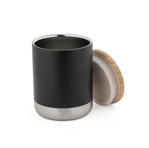 black NORRE TUMBLER. Vaso de acero inoxidable (36% reciclado) con pared doble de insolacion 370 mL