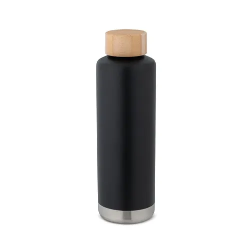 black NORRE BOTTLE. Botella de acero inoxidable (36% reciclado) con pared doble de insolacion al vacío 640 mL