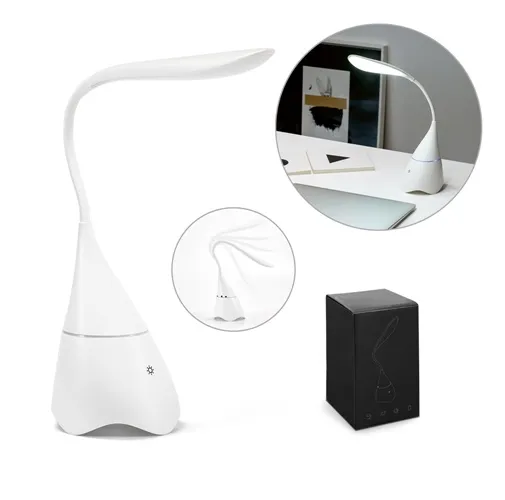 GRAHAME. Lámpara de escritorio portátil con altavoz y 5h de autonomÃa, fabricada en ABS reciclado (100% rABS)