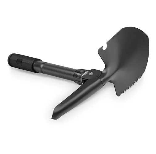 black DIG. Pala plegable de metal con brújula