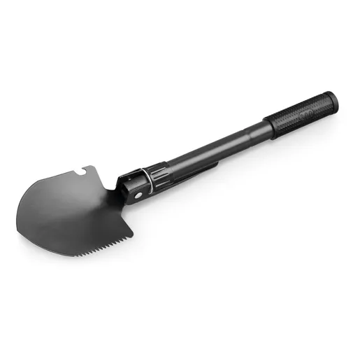 black DIG. Pala plegable de metal con brújula