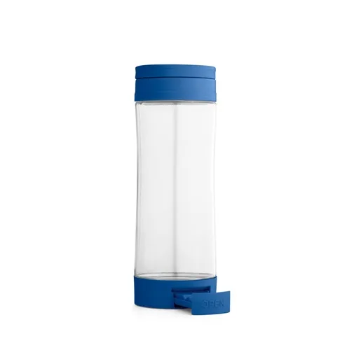 azul royal QUINTANA. Botella deportiva de vidrio