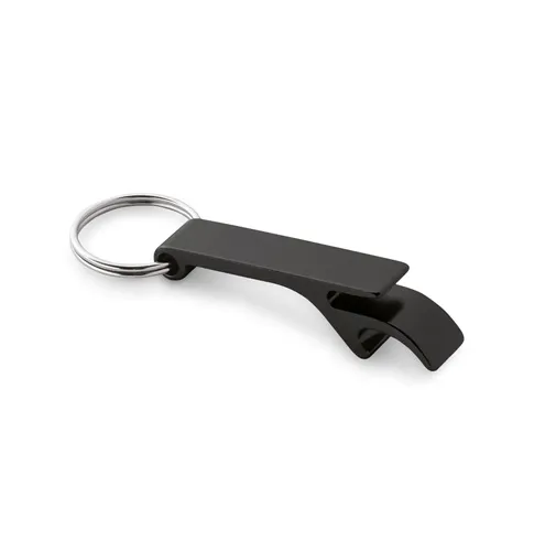 black RE-BAITT. Llavero con abridor de chapas de aluminio reciclado (100% rAL)