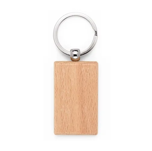 natural STEWIE. Llavero rectangular de madera de haya