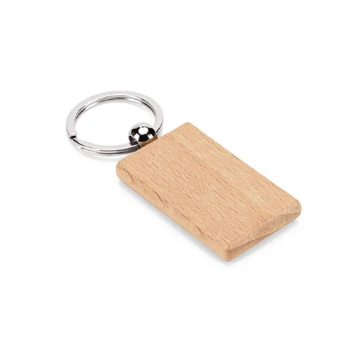 natural STEWIE. Llavero rectangular de madera de haya