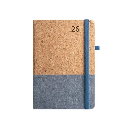 blue QUENTAL A5. Agenda de corcho y lino