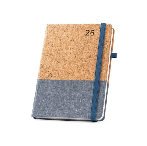 blue QUENTAL A5. Agenda de corcho y lino