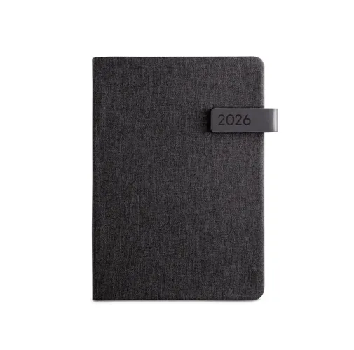 black ANDRESEN A5. Agenda en poliéster reciclado (100% rPET)