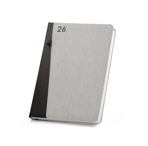 gray LARSSON A5. Agenda A5 en poliéster reciclado (100% rPET)