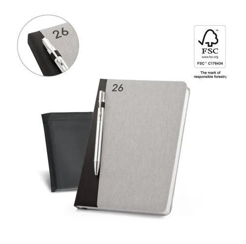 LARSSON A5. Agenda A5 en poliéster reciclado (100% rPET)