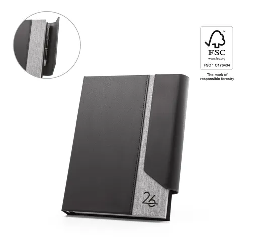 AUSTEN A5. Agenda A5 en PU (58% reciclado) y poliéster reciclado (100% rPET) 300D