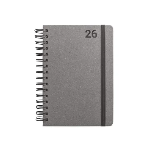 black SIMMEL A5. Agenda A5, con anillas, de cuero (58% reciclado)