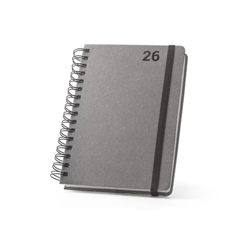 black SIMMEL A5. Agenda A5, con anillas, de cuero (58% reciclado)
