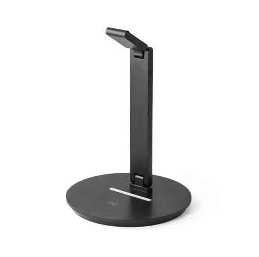 black GERST. Soporte para auriculares en ABS con cargador inalámbrico incorporado
