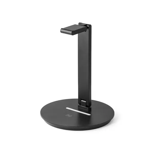black GERST. Soporte para auriculares en ABS con cargador inalámbrico incorporado