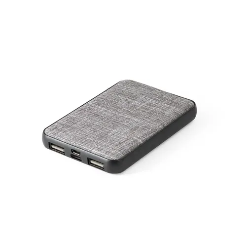 gray RENEWAL BATTERY. Power bank 5\'000 mAh, fabricado en PET reciclado (100% rPET)