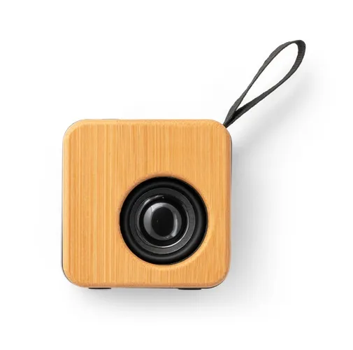 black MAYER. Altavoz portátil de 3W con 4h de autonomía, fabricado en bambú y ABS reciclado (100% rABS)
