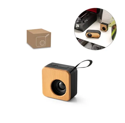 MAYER. ALTAVOZ PORTÁTIL DE 3W CON 4H DE AUTONOMÍA, FABRICADO EN BAMBÚ Y ABS RECICLADO (100% RABS)