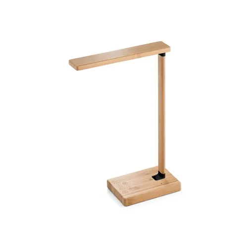 natural MOREY. Lámpara de escritorio plegable con cargador inalámbrico superrápido de 15W en bambú