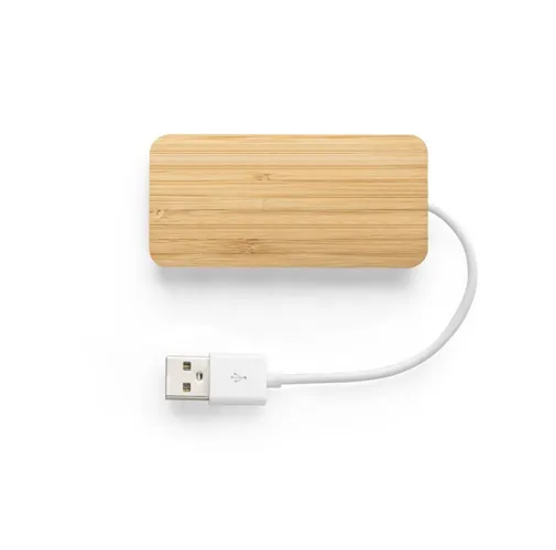 natural MOSER. HUB con 2 puertos USB-A y 1 USB-C, fabricados en bambú