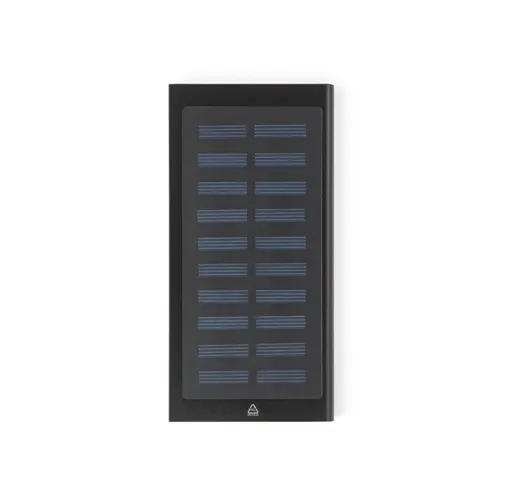 black CLERK. Power bank 8\'000 mAh con panel solar en aluminio 100% reciclado