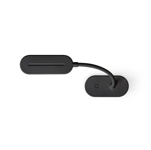black NESBIT II. Lámpara de escritorio portátil con clip y 30h de autonomía, fabricados al 65% rABS
