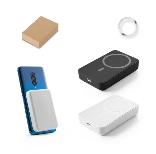 AMPERE 10. Power bank magnético de 10\'000 mAh con cargador inalámbrico superrápido de 15W en ABS reciclado (100% rABS)