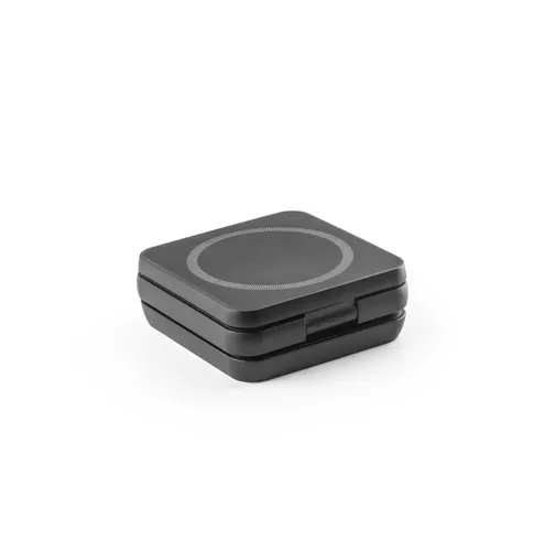 black BROGLIE. Cargador inalámbrico magnético 3 en 1 de 15 W ultrarrápido en ABS reciclado (100% rABS)