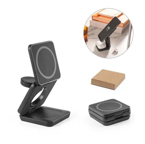 BROGLIE. Cargador inalámbrico magnético 3 en 1 de 15 W ultrarrápido en ABS reciclado (100% rABS)