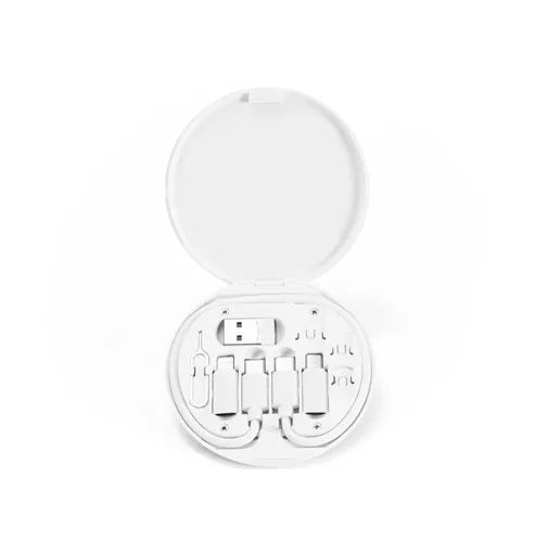 white SYSTROM. Cable de carga ultrarrápida y set de adaptadores ABS reciclado (100% rABS)