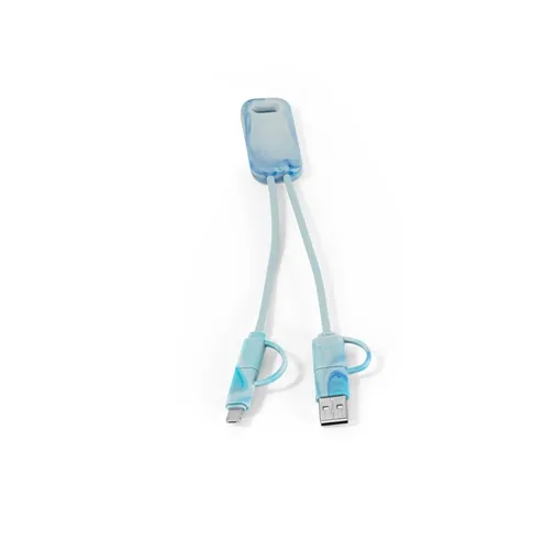 multicolor BERNERS. Cable USB 6 en 1 ultrarrápido en PET reciclado (100% rPET)