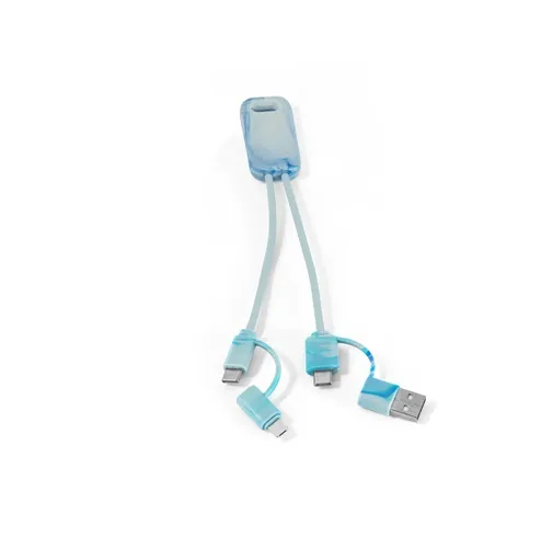 multicolor BERNERS. Cable USB 6 en 1 ultrarrápido en PET reciclado (100% rPET)