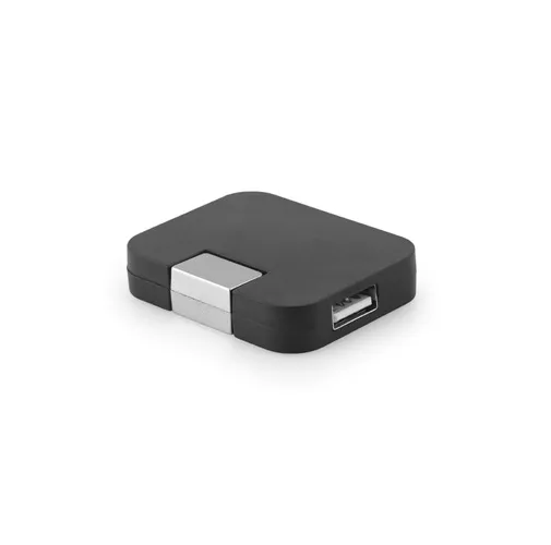 black JANNES. HUB con 4 puertos USB-A, fabricados en ABS