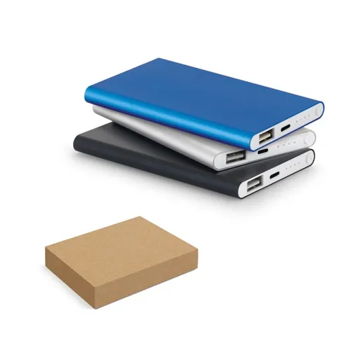 MARCET. Power bank slim 4\'000 mAh, fabricado en aluminio reciclado (100% rAL) y ABS reciclado (100% rABS)