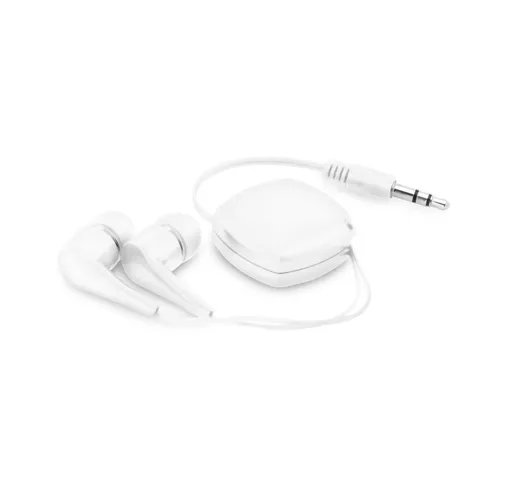 white PINEL. Auriculares con cable retráctil de 0.75m en ABS
